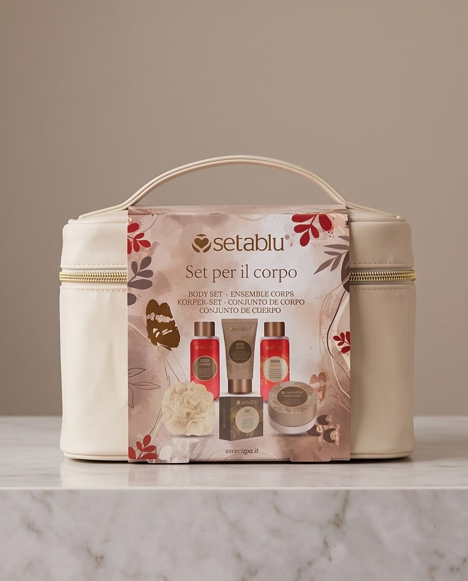 Beauty Case Set per il Corpo "Setablu" Cream & Gold